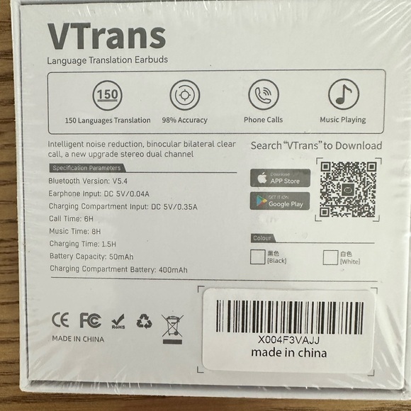 AI Language Translation Earbuds - White - Picture 3 of 4